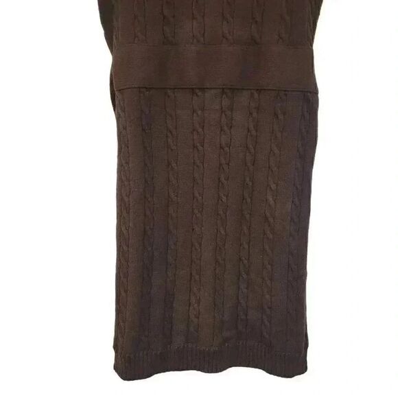 Milly of New York Women's Brown Viscose/Poly Cable Knit Sweater Dress w Gold Cha - Picture 7 of 10